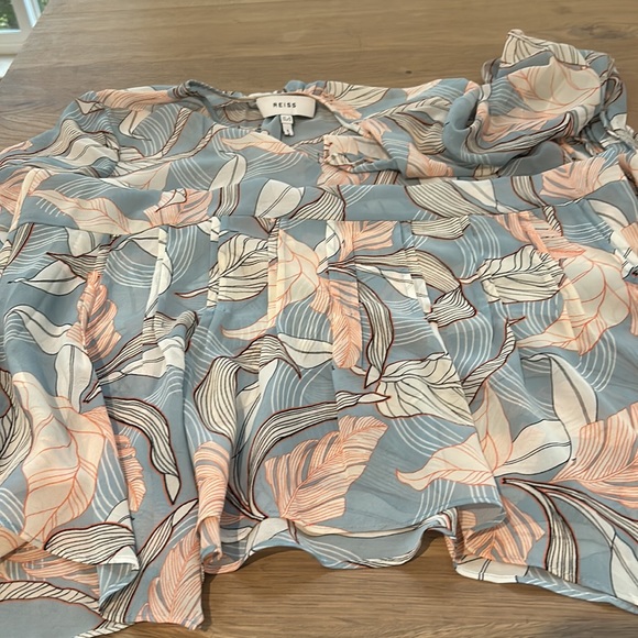 Reiss Blue and Cream Leaf Print Dress Worn Once – Excellent Condition - Picture 11 of 13